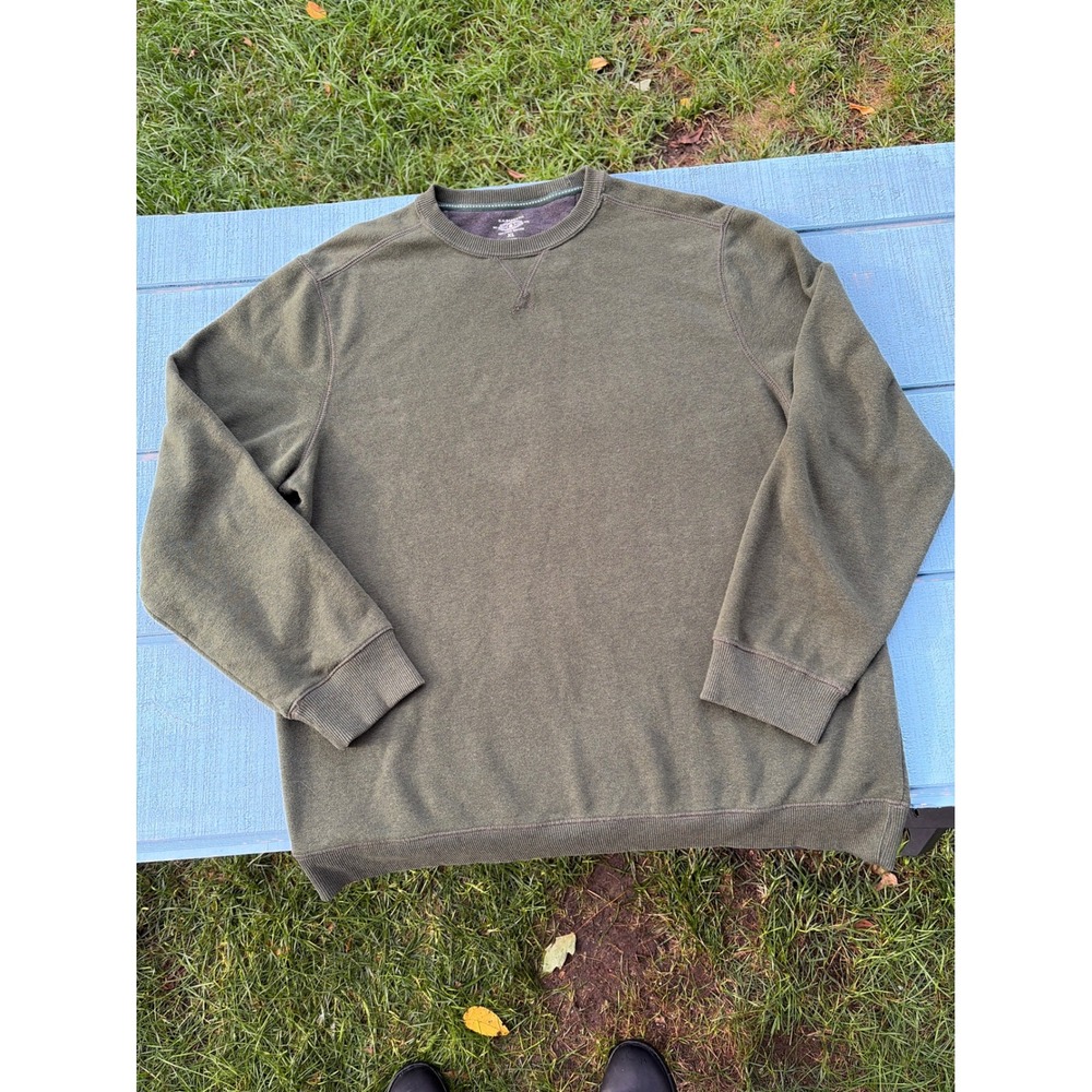 GH Bass & Co Mens XL Olive Green Crewneck Sweatshirt Pullover Fleece Hard Servic